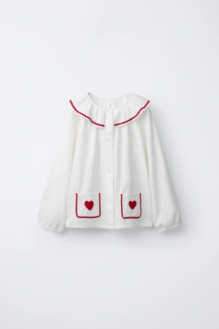 2-6 лет/пижама с отделкой «волна» и принтом «сердце»- Заказать в России