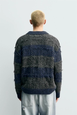 Трикотажное жаккардовое поло в полоску- Заказать в России