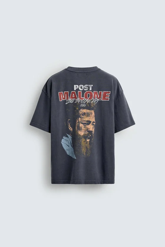 ТОЛСТОВКА С ЭФФЕКТОМ ПОТЕРТОСТИ С ГРАФИЧЕСКИМ ПРИНТОМ POST MALONE ™