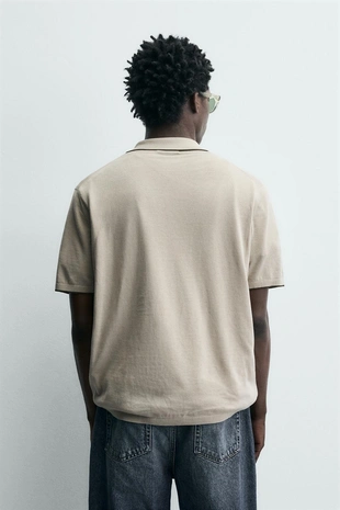 Поло из контрастного вязаного ребра- Заказать в России