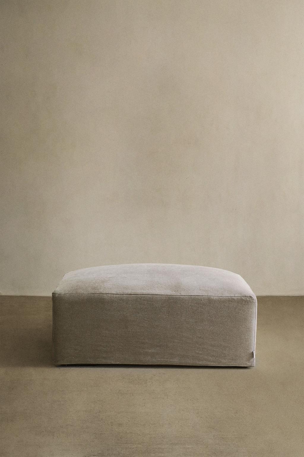 Пуф с съемным чехлом из мягкого льна