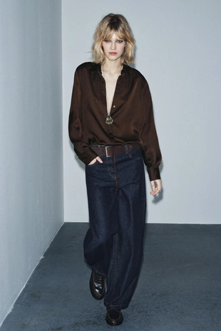 Атласная рубашка ZW COLLECTION- Заказать в России