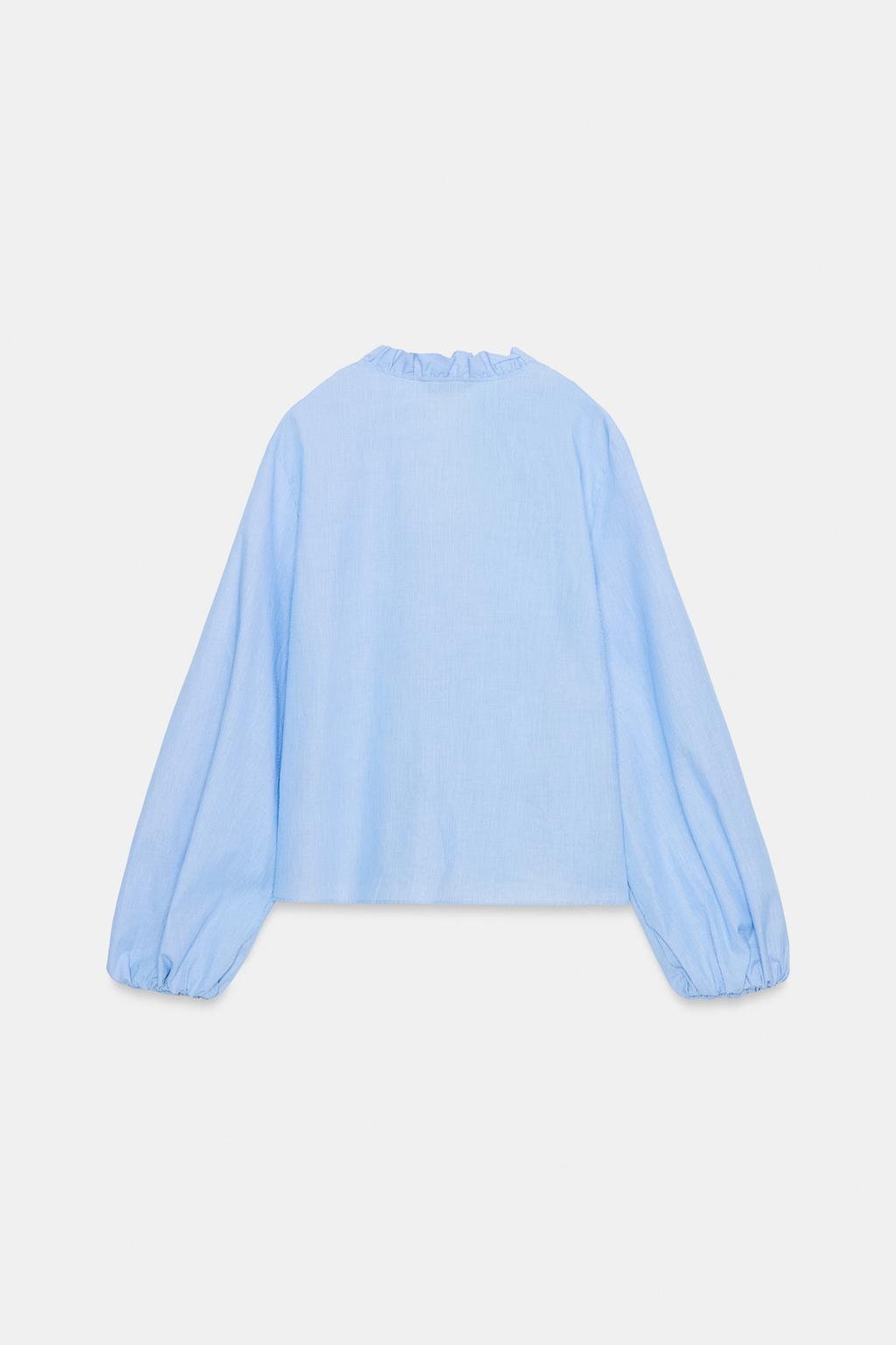 БЛУЗА ИЗ ПОПЛИНА С ВОЛАНАМИ