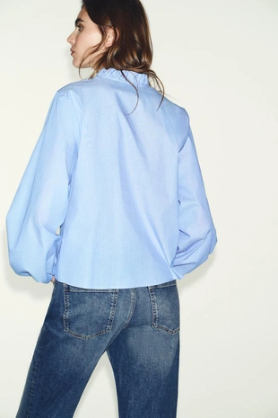 Блуза из поплина с воланами- Заказать в России