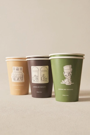 Набор бумажных стаканчиков с крышкой (набор из 6)- Заказать в России