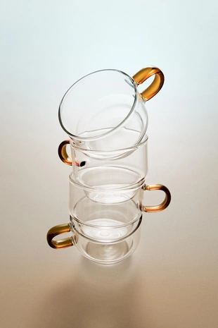 Набор стаканов из боросиликатного стекла со цветной ручкой (набор из 4 шт.)- Заказать в России