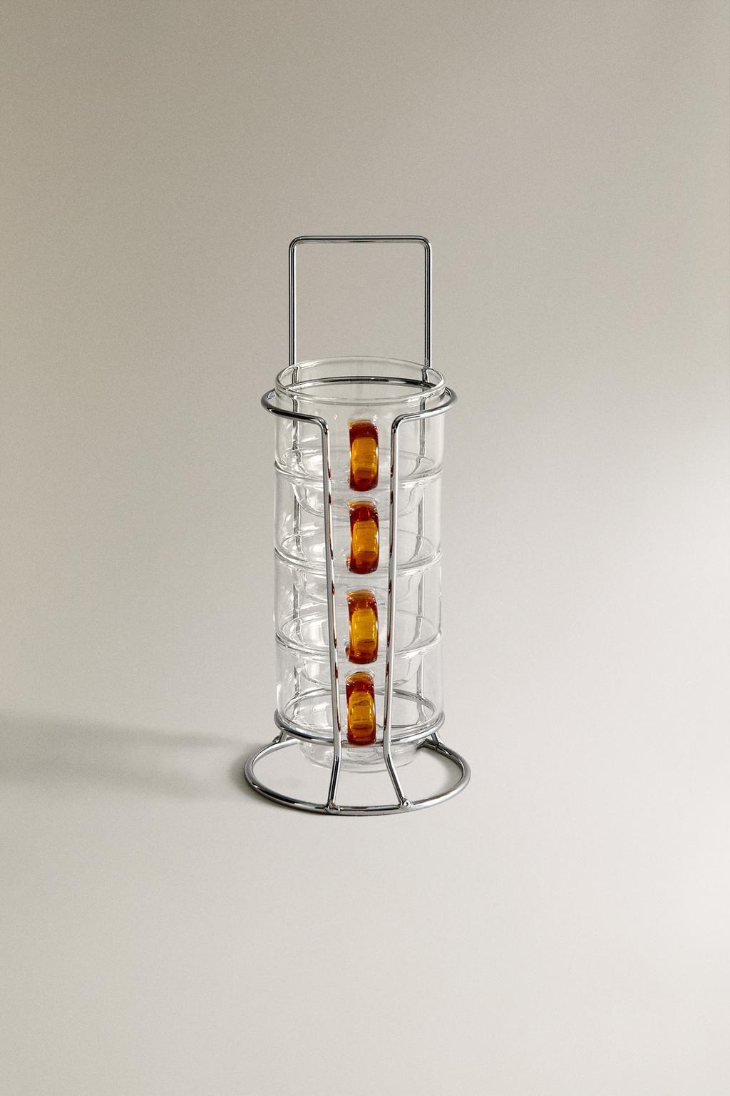 Набор стаканов из боросиликатного стекла со цветной ручкой (набор из 4 шт.)