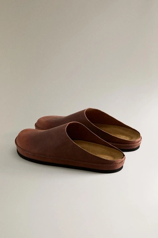 Минималистичные кожаные сабо- Заказать в России