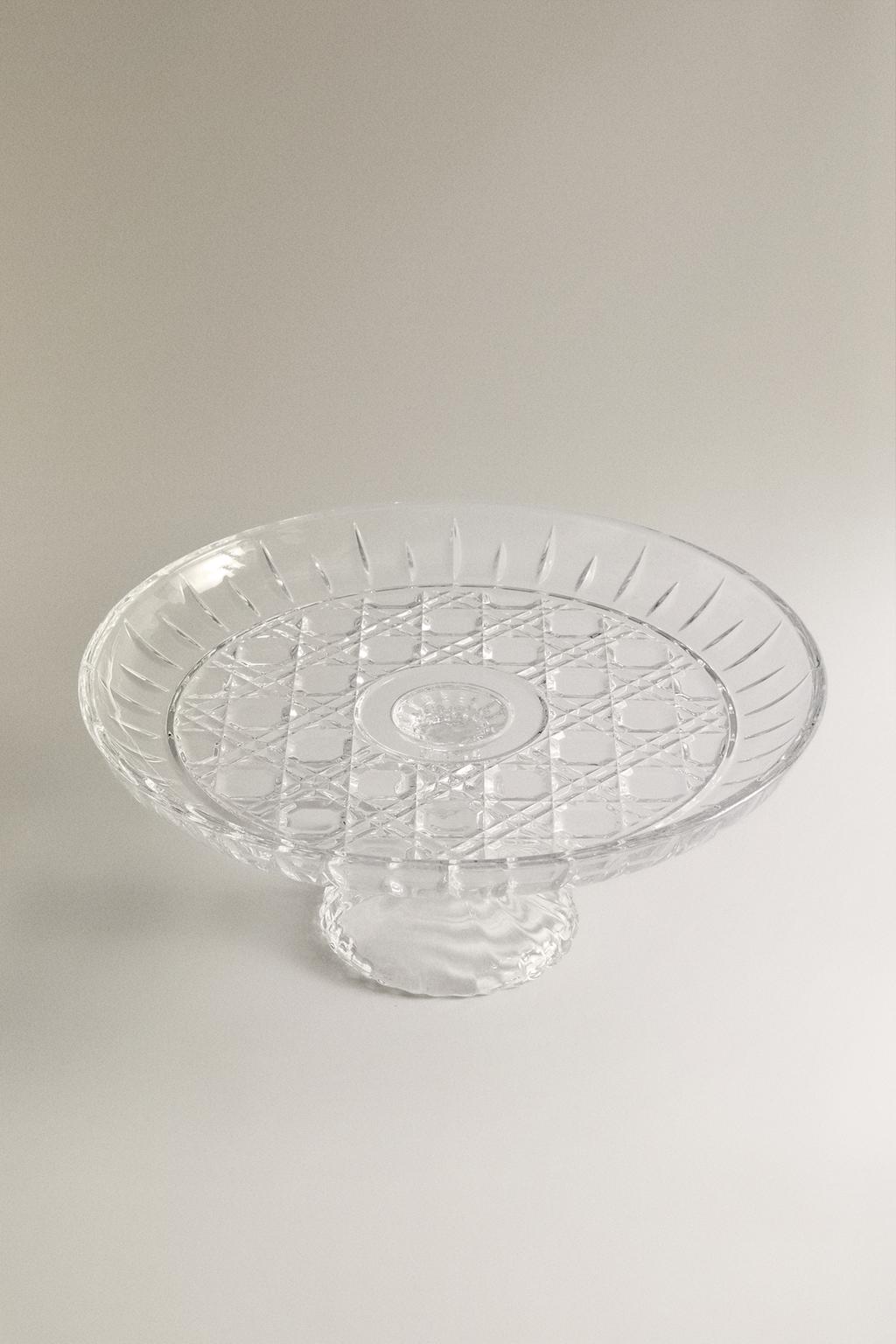Стеклянная подносная тарелка с выпуклым алмазным дизайном