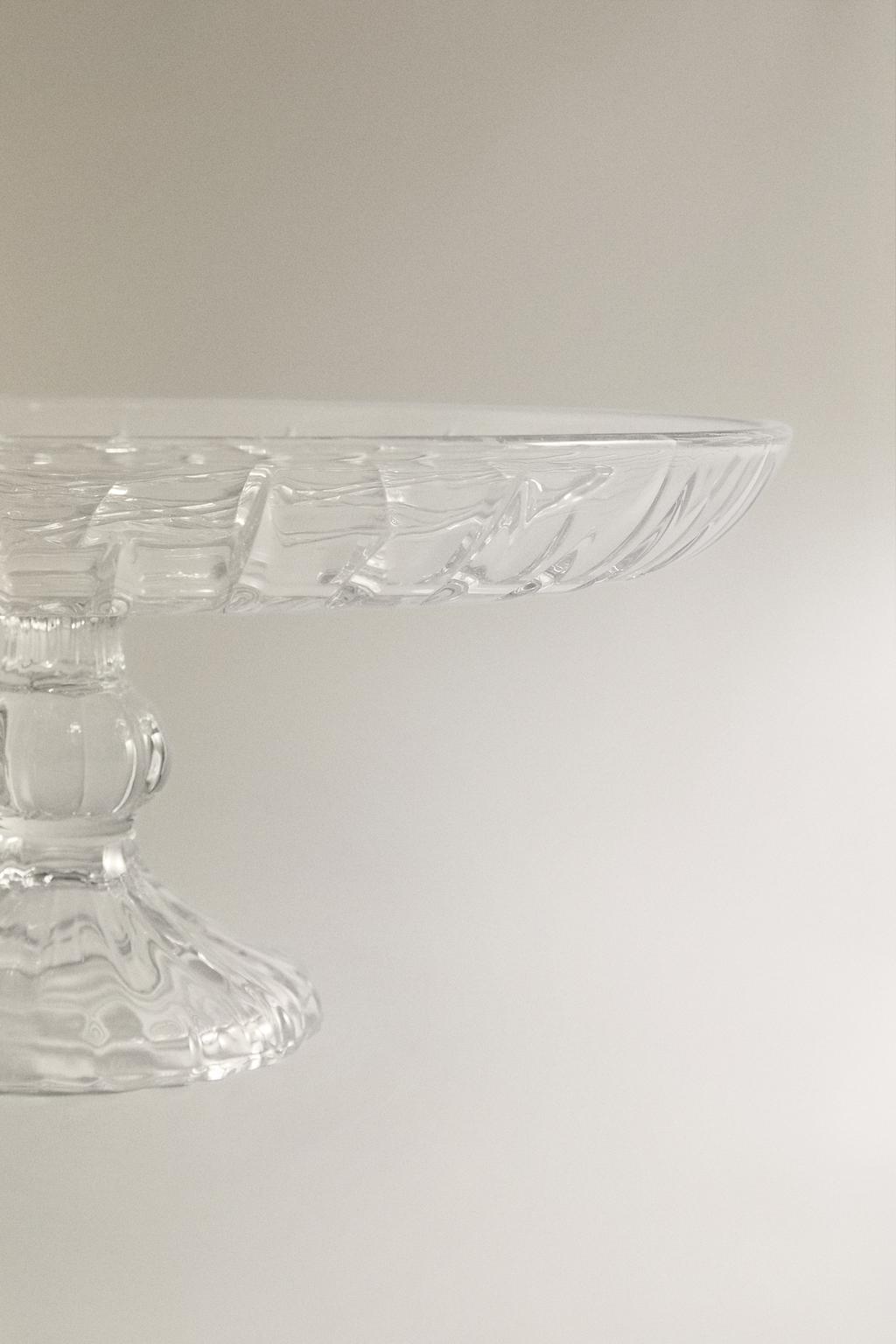 Стеклянная подносная тарелка с выпуклым алмазным дизайном