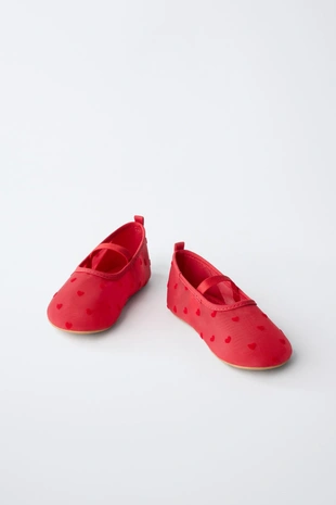 Туфли-балетки с сердечками- Заказать в России