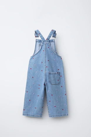 Длинный джинсовый комбинезон с вышивкой «сердца»- Заказать в России