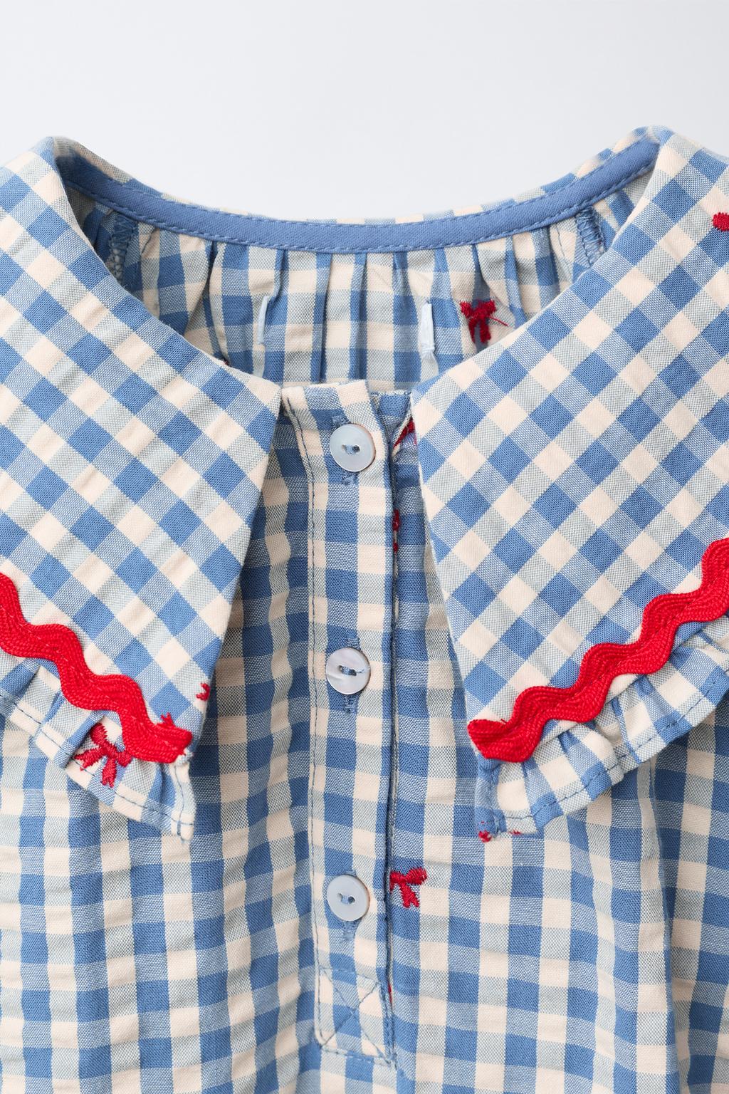 ПЛАТЬЕ В КЛЕТКУ С ВЫШИТЫМИ БАНТАМИ