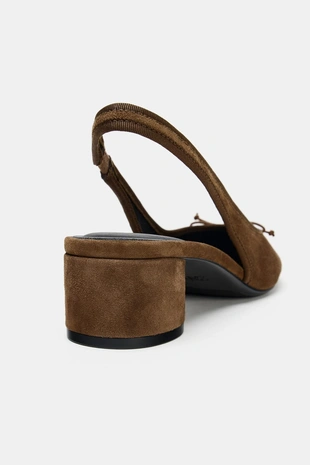 Кожаные туфли-мюли на каблуке- Заказать в России