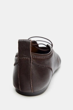 Кожаные балетки со шнуровкой- Заказать в России