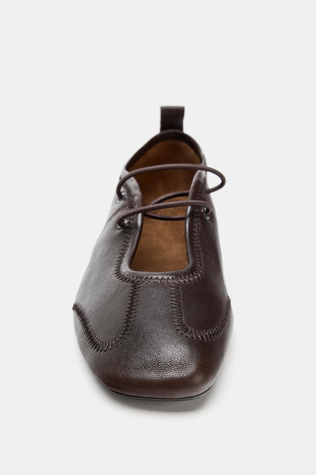 КОЖАНЫЕ БАЛЕТКИ СО ШНУРОВКОЙ