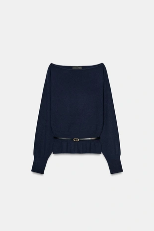 Вязаный джерси с поясом- Заказать в России