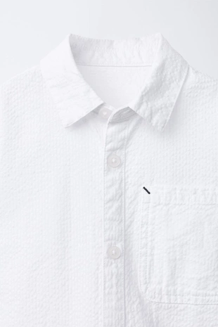 Базовая рубашка из жатой ткани- Заказать в России