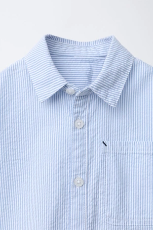 Базовая рубашка из жатой ткани- Заказать в России