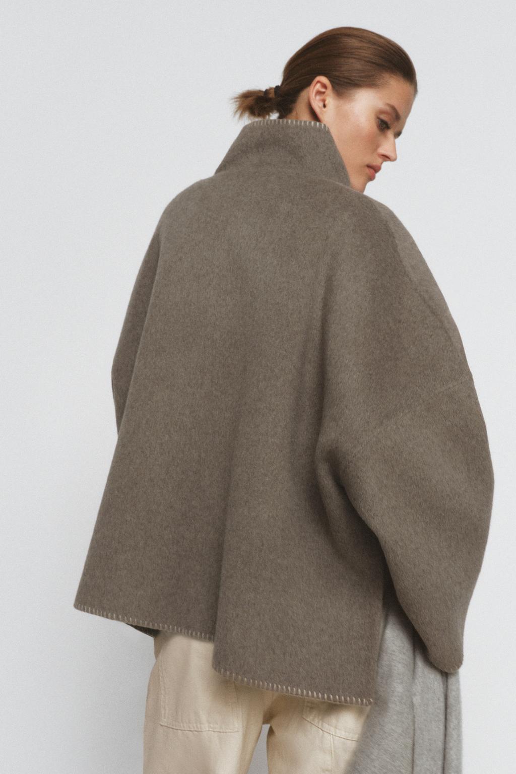 КУРТКА ИЗ СМЕСОВОЙ ШЕРСТИ С КОНТРАСТНОЙ СТРОЧКОЙ — ZW COLLECTION