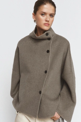 Куртка из смесовой шерсти с контрастной строчкой — ZW COLLECTION- Заказать в России