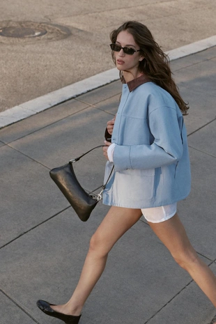 Стеганая куртка с комбинированным воротником- Заказать в России