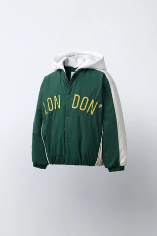 Бомбер с отстегивающимся флисовым капюшоном WATER REPELLENT- Заказать в России