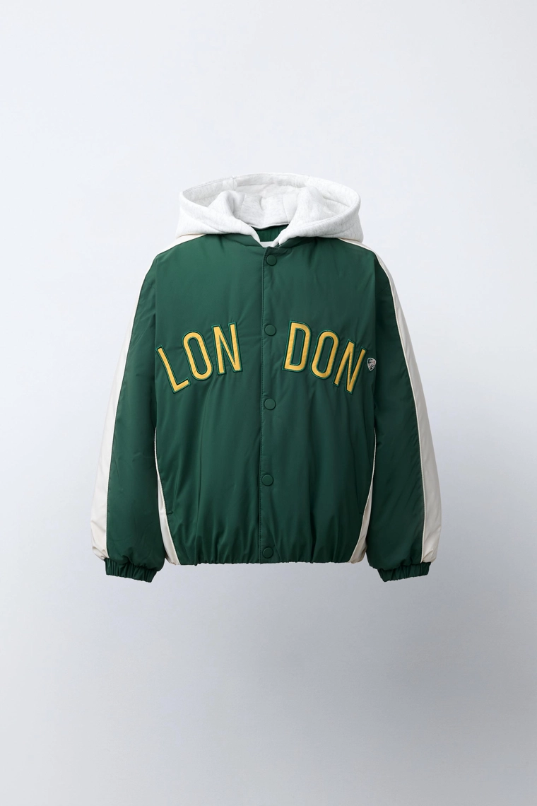 Бомбер с водоотталкивающим покрытием и съемным флисовым капюшоном