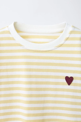 Лонгслив в полоску с вышитым сердцем- Заказать в России