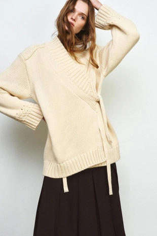 Вязаный кардиган-кимоно с запáхом- Заказать в России