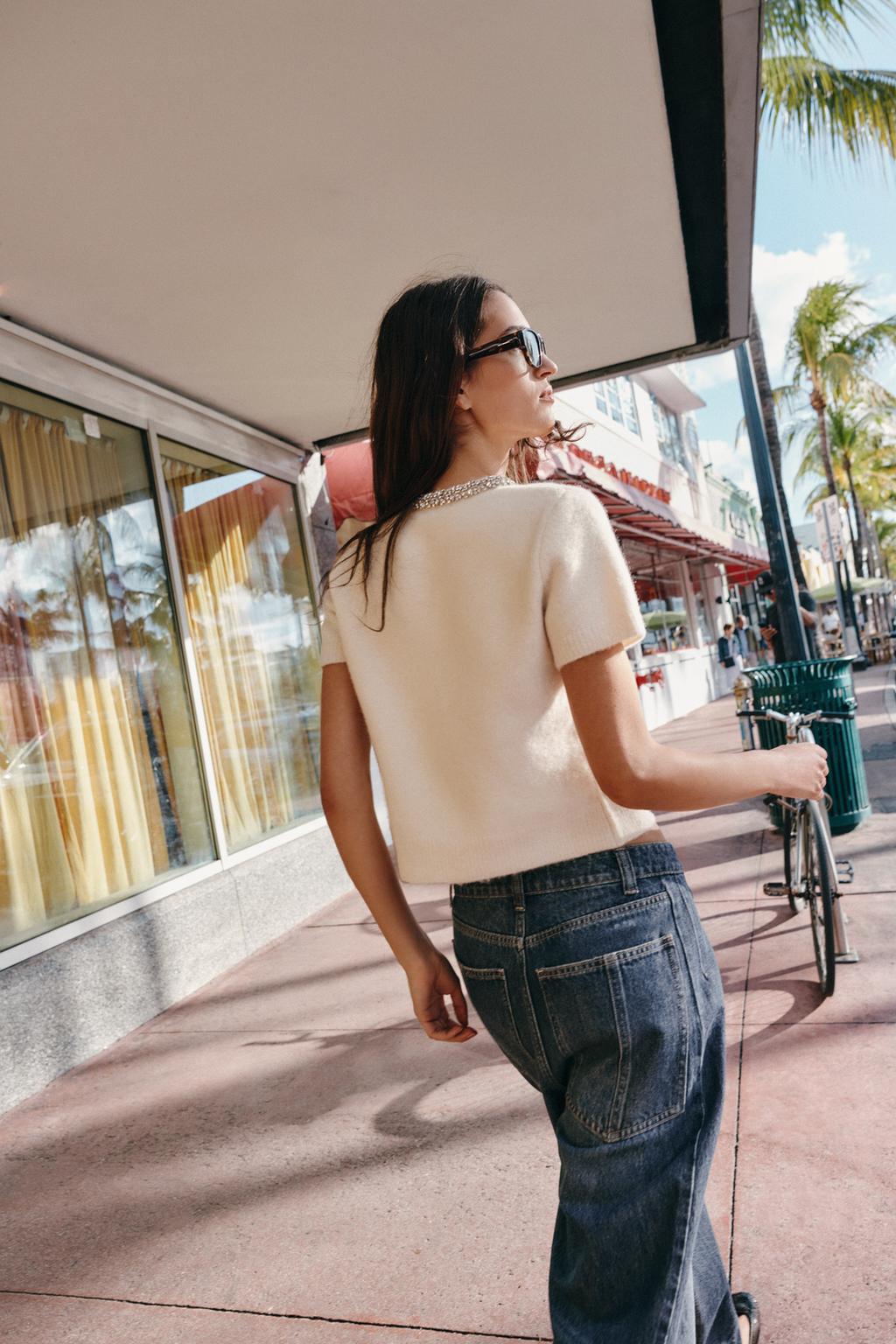 КАРДИГАН ИЗ ШЕРСТИ С ВОРОТНИКОМ И СТРАЗАМИ