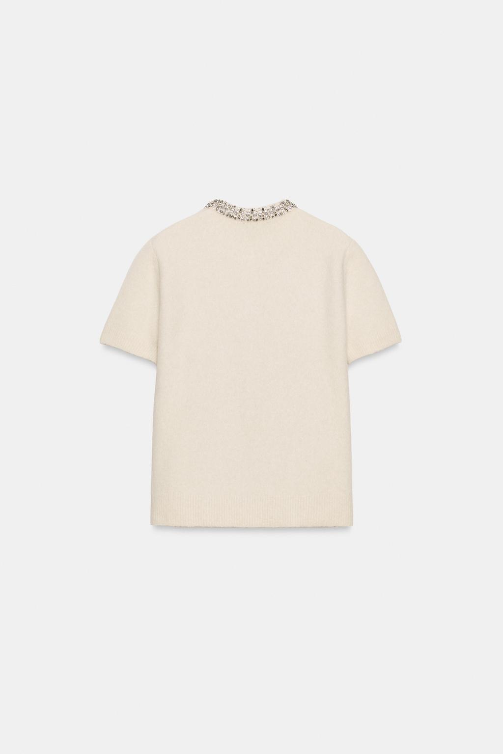 КАРДИГАН ИЗ ШЕРСТИ С ВОРОТНИКОМ И СТРАЗАМИ