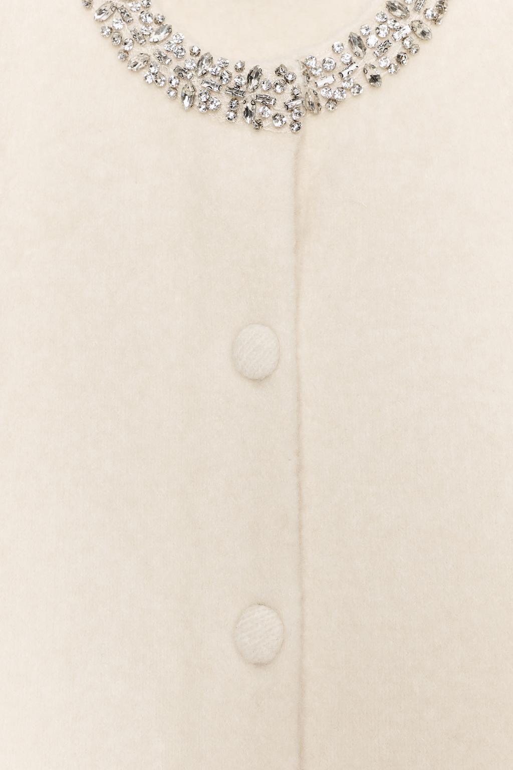 КАРДИГАН ИЗ ШЕРСТИ С ВОРОТНИКОМ И СТРАЗАМИ