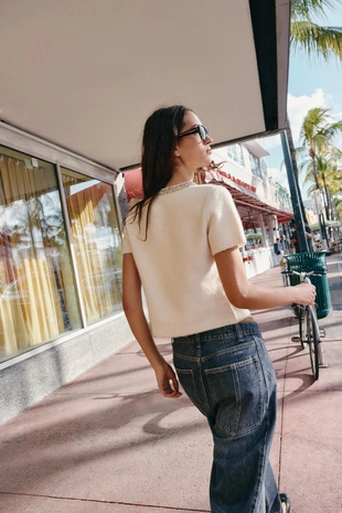 Кардиган из шерсти с воротником и стразами- Заказать в России