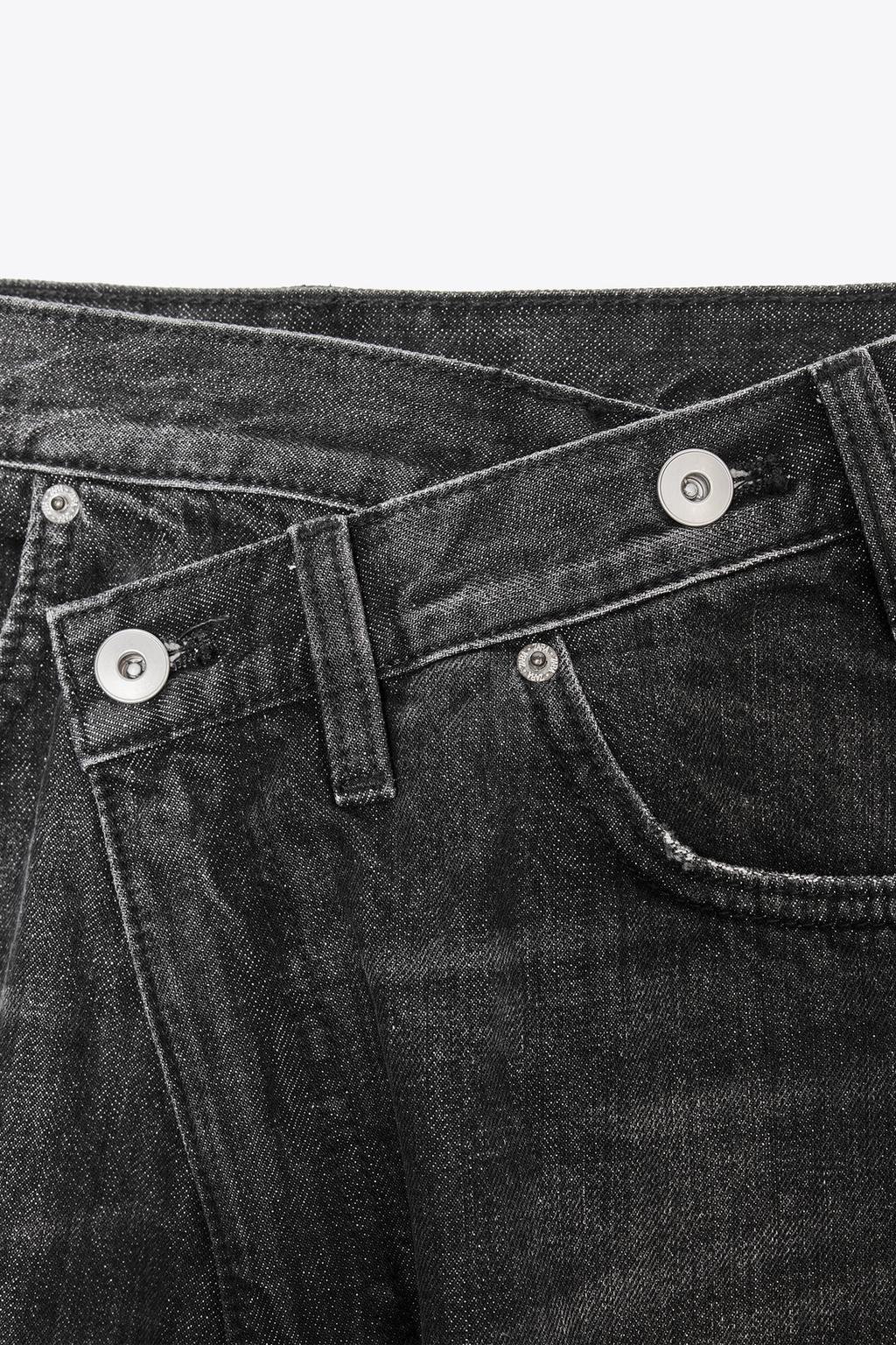 ДЖИНСЫ TRF WIDE LEG С ПЕРЕКРЕСТНЫМ ПОЯСОМ И ВЫСОКОЙ ПОСАДКОЙ