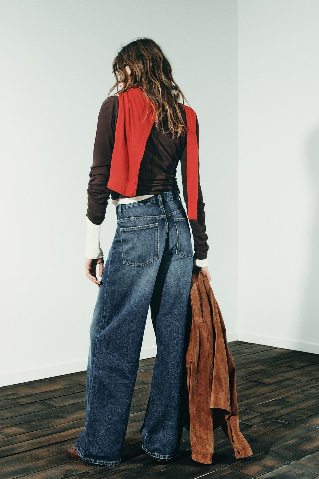 ДЖИНСЫ TRF WIDE LEG С ПЕРЕКРЕСТНЫМ ПОЯСОМ И ВЫСОКОЙ ПОСАДКОЙ