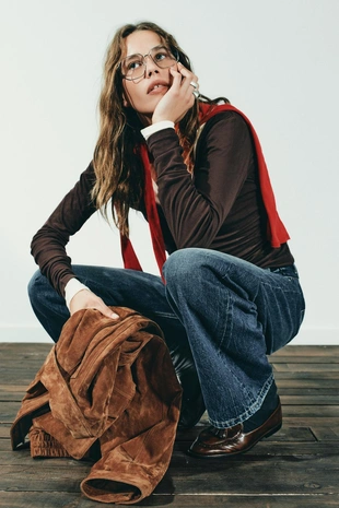 Джинсы TRF WIDE LEG с перекрестным поясом и высокой посадкой- Заказать в России