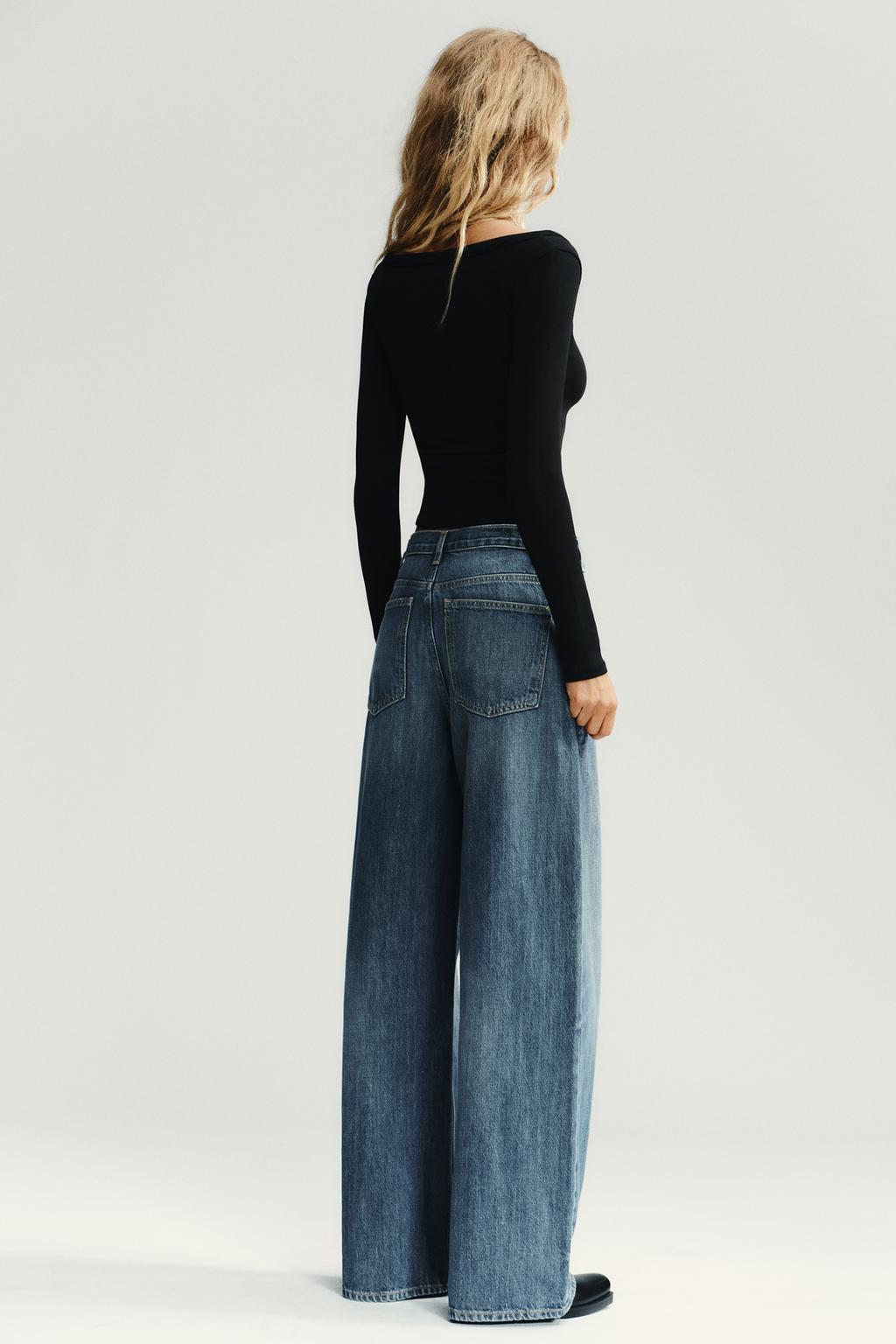 ДЖИНСЫ TRF WIDE LEG С ПЕРЕКРЕСТНЫМ ПОЯСОМ И ВЫСОКОЙ ПОСАДКОЙ