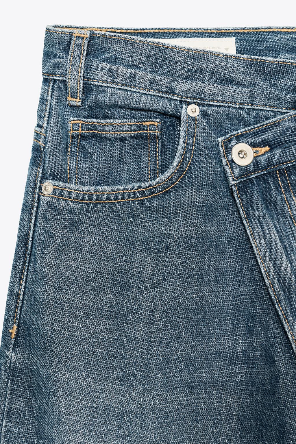 ДЖИНСЫ TRF WIDE LEG С ПЕРЕКРЕСТНЫМ ПОЯСОМ И ВЫСОКОЙ ПОСАДКОЙ