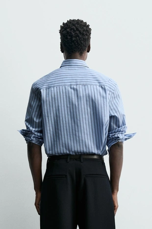 Рубашка свободного кроя в полоску- Заказать в России