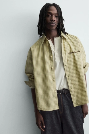 Рубашка в клетку с вышивкой- Заказать в России