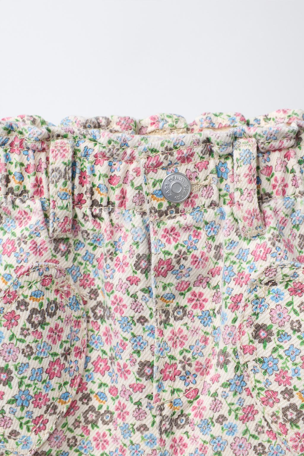 БРЮКИ BAGGY ИЗ САРЖИ С ЦВЕТОЧНЫМ ПРИНТОМ