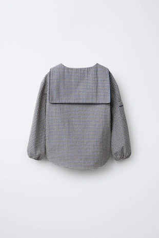 Рубашка в клетку с круглым воротником- Заказать в России