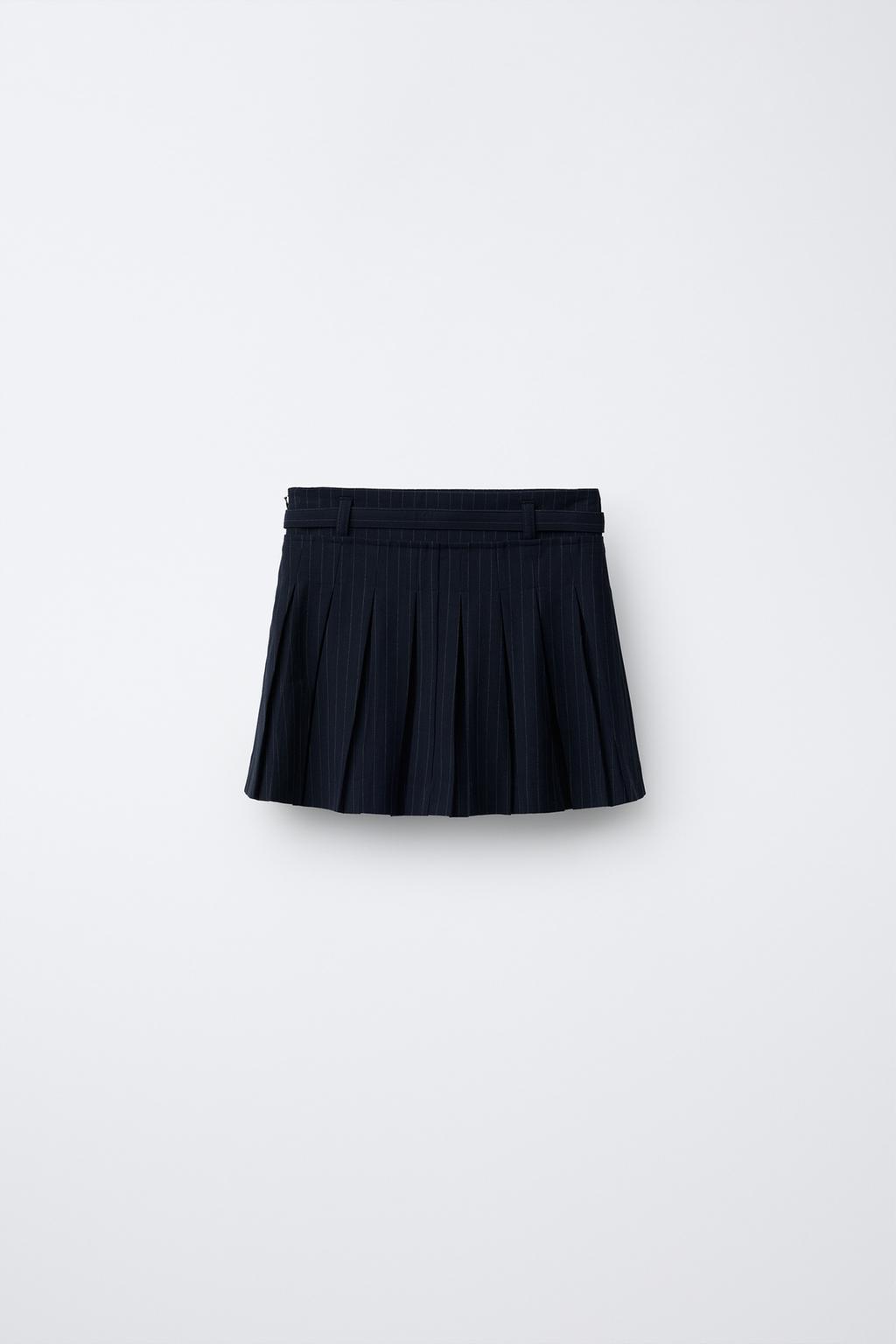 ЮБКА В ТОНКУЮ ПОЛОСКУ С ПОЯСОМ