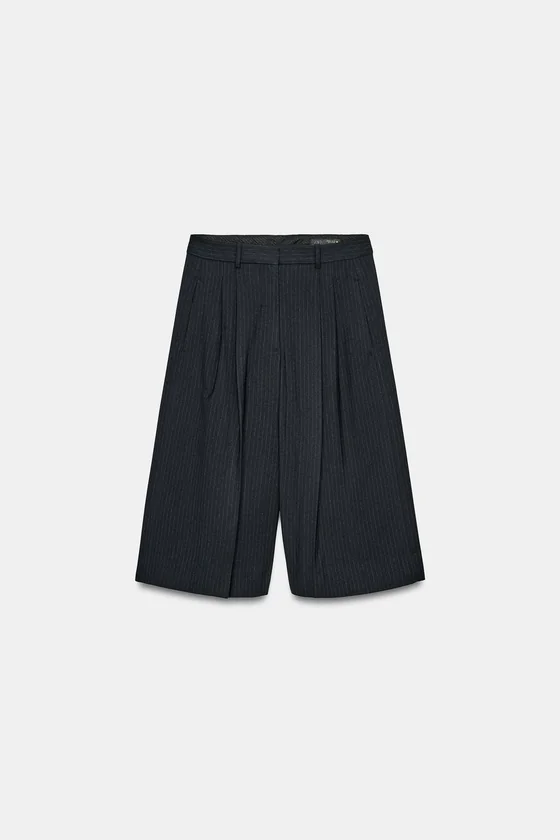ШОРТЫ В ПОЛОСКУ С ЗАЩИПАМИ — коллекция Zara «ZW»