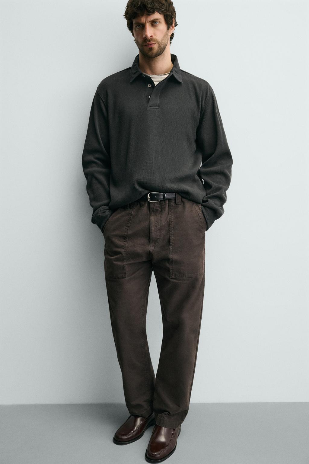 ПОЛО ИЗ РЕЛЬЕФНОГО ТРИКОТАЖА С КОМБИНИРОВАННЫМ ВОРОТНИКОМ