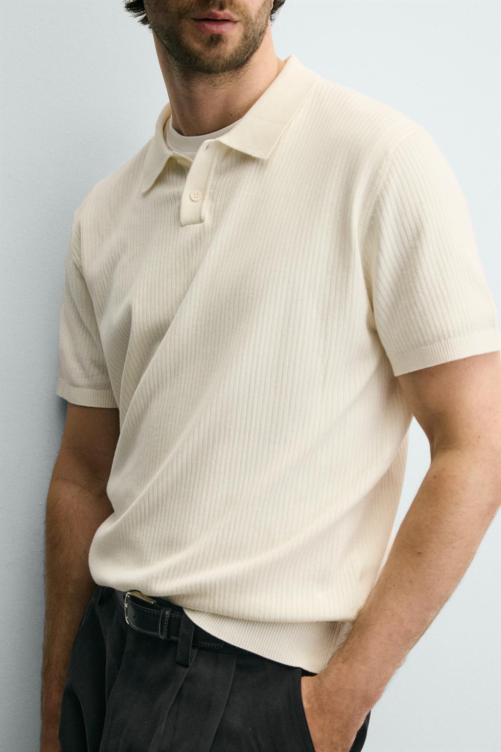 Поло из ребристого трикотажа