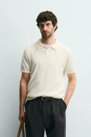 Поло из ребристого трикотажа