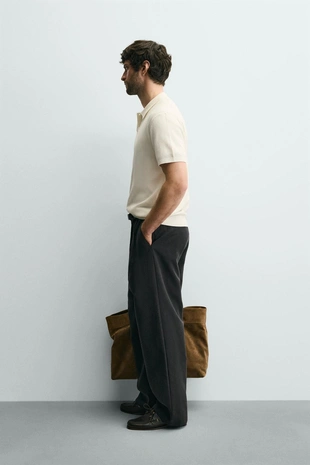 Поло из ребристого трикотажа