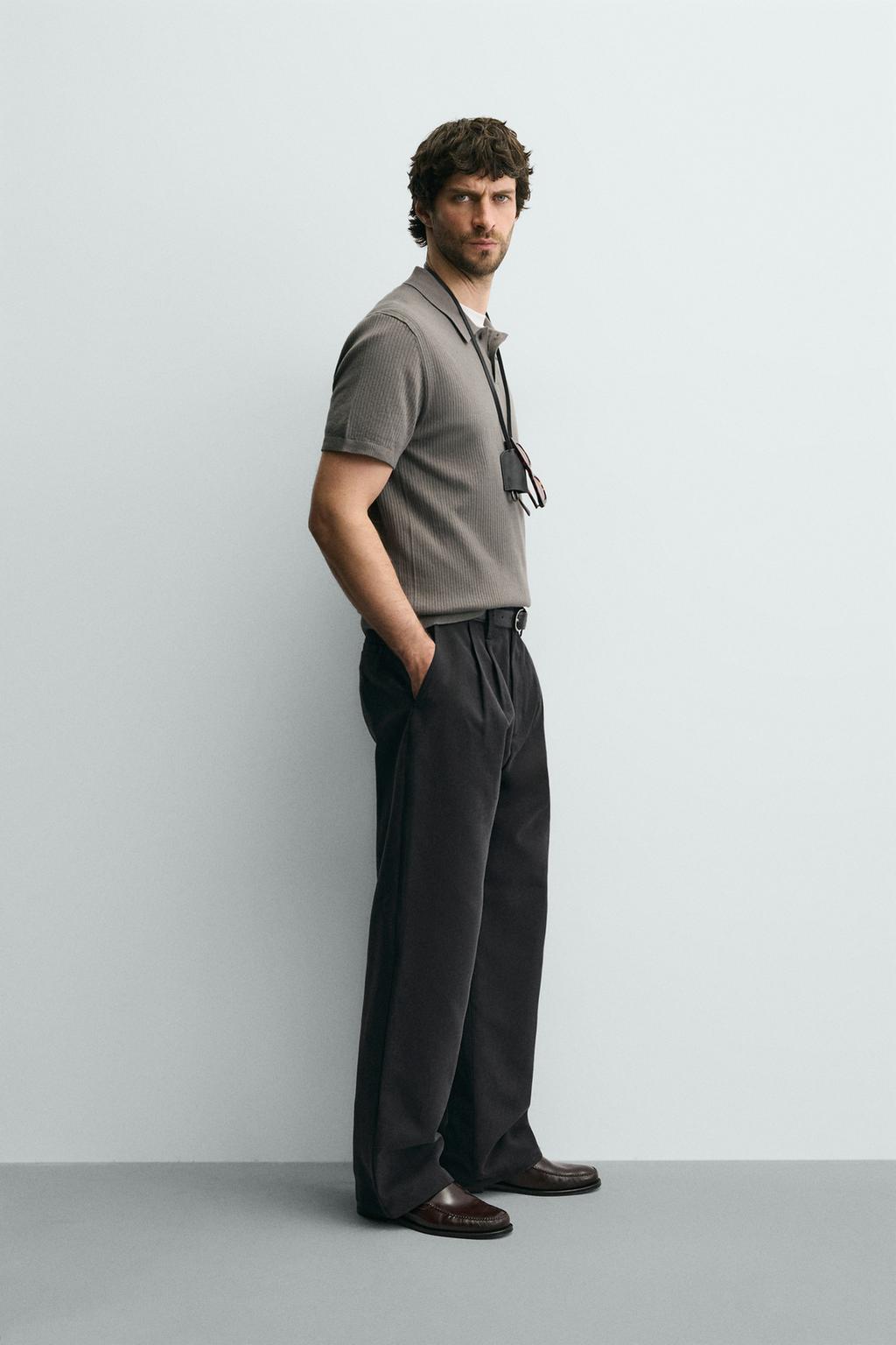 Поло из ребристого трикотажа